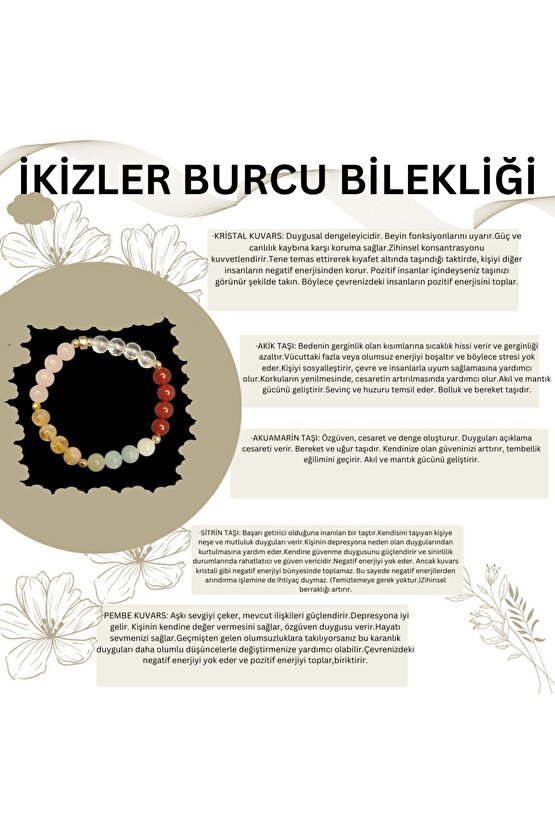 Ikizler Burcu Doğal Taş Bileklik