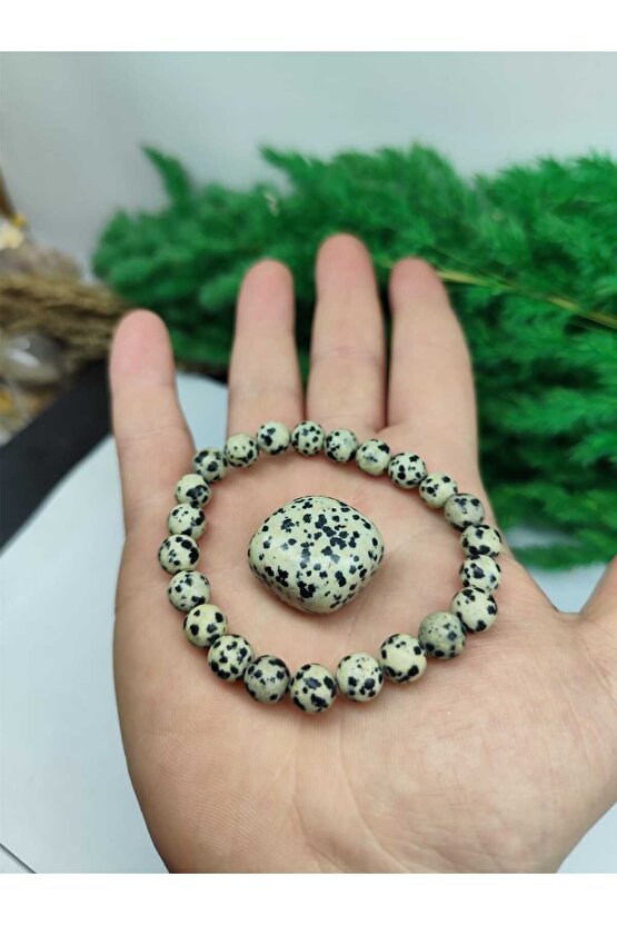 DALMAÇAYALI (BENEKLİ ,BILDIRCIN) JASPER TAŞI 8MM DOĞAL TAŞ BİLEKLİK TAŞ