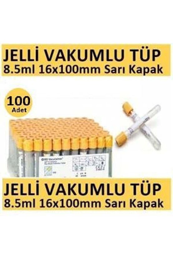 100 Adet Kan Alma Tüpü, Vakumlu Jelli, Sarı Kapak 8.5ml 16x100mm, Bd Vacutainer SST 2 Advance Plus