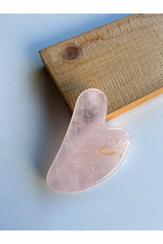 Doğaltaş Pembe Kuvars Gua Sha Yüz Masaj Ve Yüz Yogası Taşı