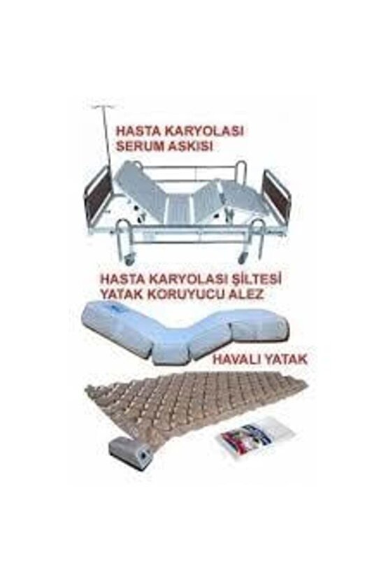 2 Motorlu Hasta Yatağı+Havalı Şişme Yatak+Alez