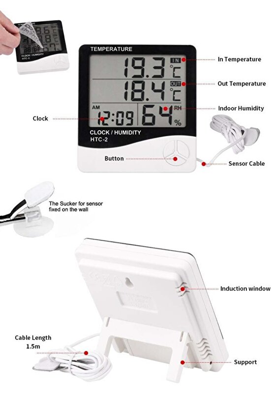 Vzn Htx-2 Dijital Isı Nem ÖlçerTermometre İç Dış Ortam Ölçümü