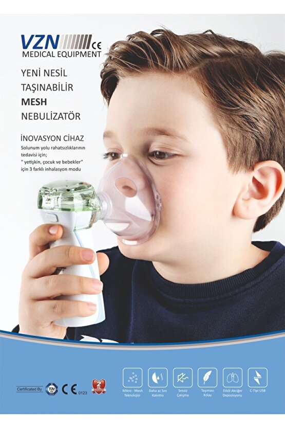 Taşınabilir Yeni Mesh Nebulizatör Şarjlı,kademe Ayarlanabilir 3 Kademeli(LT-N200)