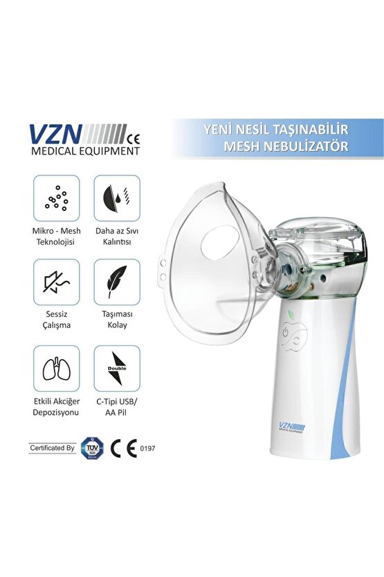 Taşınabilir Yeni Mesh Nebulizatör Şarjlı,kademe Ayarlanabilir 3 Kademeli(LT-N200)