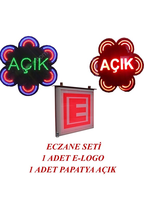 Eczane Led E-logo Ve Animasyonlu Papatya Açık Yazısı