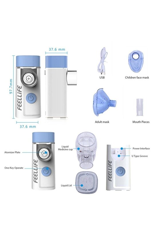 Air Pro 3 Nebulizator El Tipi Mini Mobil Şarjlı Nebülizator Sessiz Mesh Mobil Nebül * Yeni