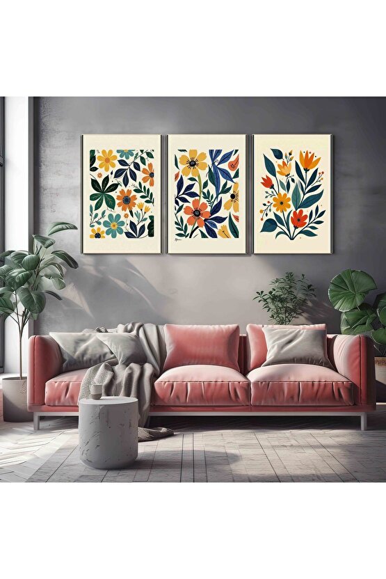 Matisse - Boho - Art Deco - Soyut - Doğa ( 3 lü Çerçevesiz ) Poster - Afiş - Tablo KR2C00667