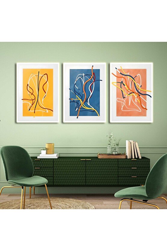 Matisse - Boho - Art Deco - Soyut - Doğa ( 3 lü Çerçevesiz ) Poster - Afiş - Tablo KR2C01157