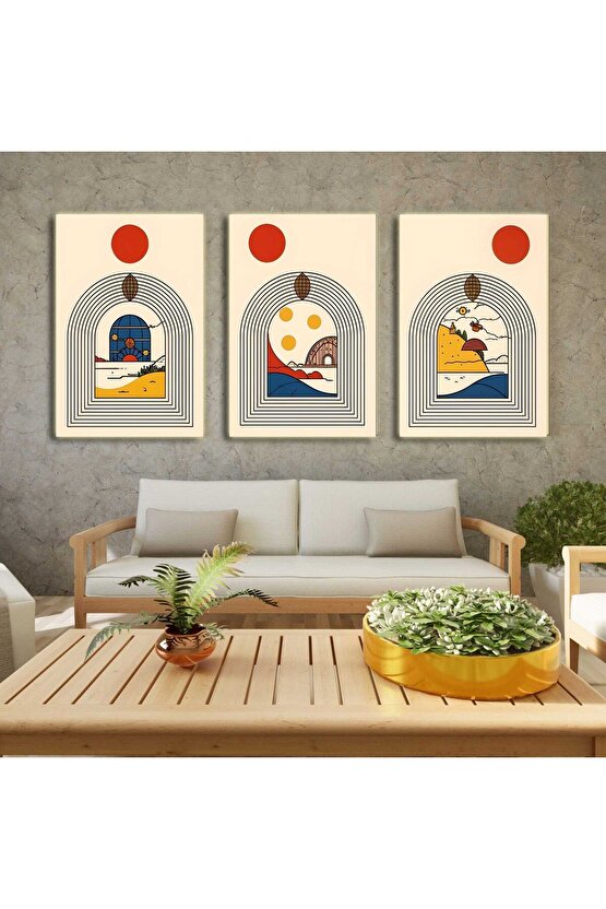 Matisse - Boho - Art Deco - Soyut - Doğa ( 3 lü Çerçevesiz ) Poster - Afiş - Tablo KR2C01088