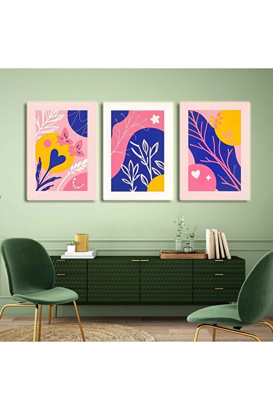 Matisse - Boho - Art Deco - Soyut - Doğa ( 3 lü Çerçevesiz ) Poster - Afiş - Tablo KR2C00712