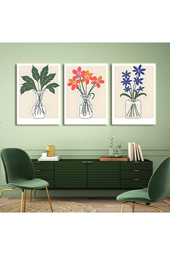 Matisse - Boho - Art Deco - Soyut - Doğa ( 3 lü Çerçevesiz ) Poster - Afiş - Tablo KR2C00287