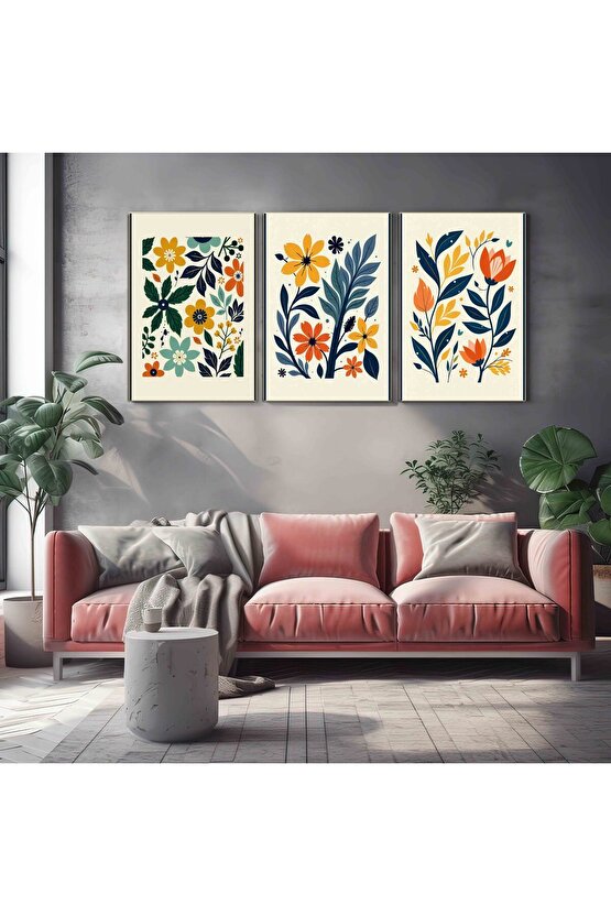 Matisse - Boho - Art Deco - Soyut - Doğa ( 3 lü Çerçevesiz ) Poster - Afiş - Tablo KR2C00673