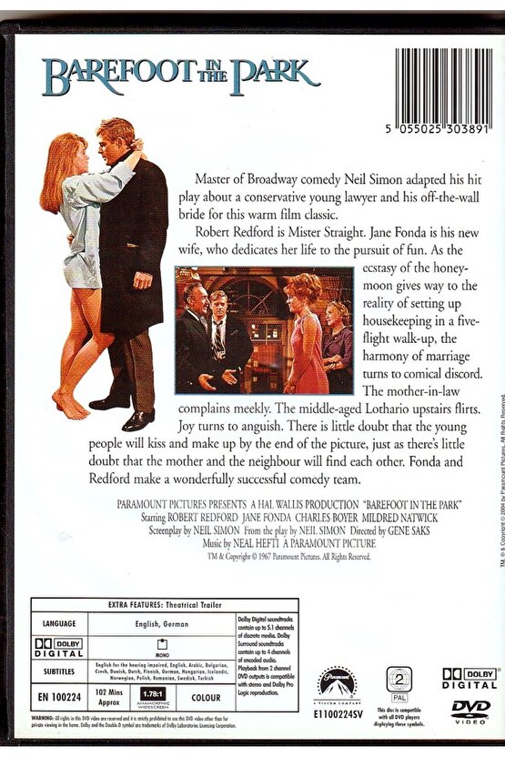 Barefoot In The Park ( Parkta Çıplak Ayak ) DVD Türkçe Altyazı