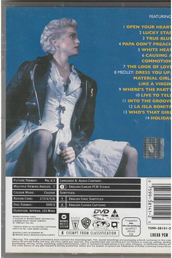 Madonna ( Ciao Italia ) Müzik DVD