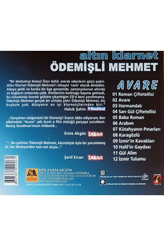 Ödemişli Mehmet ( Altın Klarnet- Avare ) CD