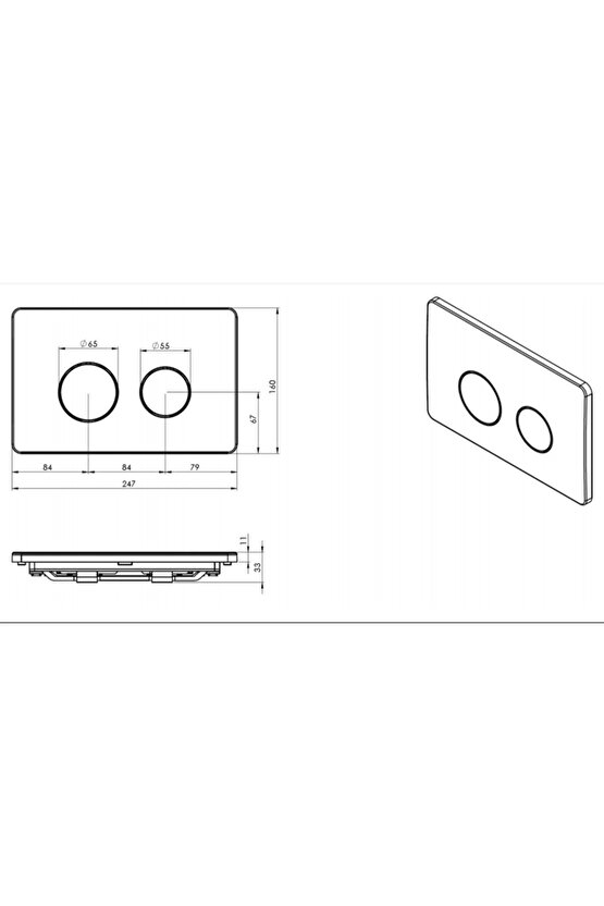 Serel Gömme Rezervuar Kumanda Paneli P570120 Parlak Krom Panel (metal Kaplama)