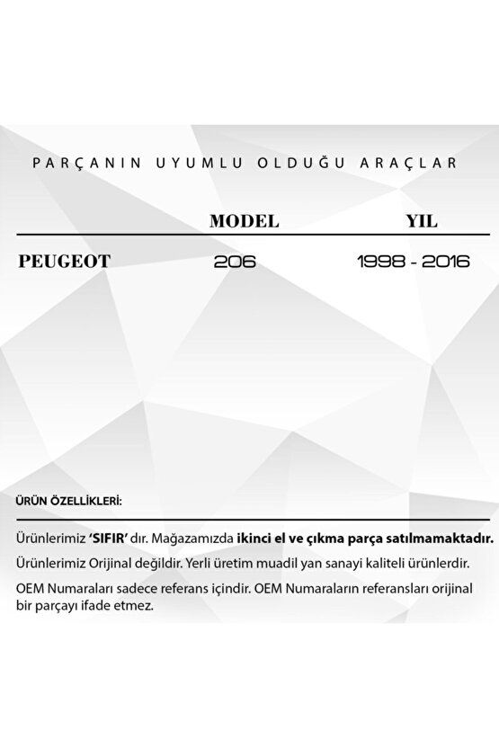 Peugeot 206 Için Sunroof Kızak Plastiği Ve Bademi 6lı