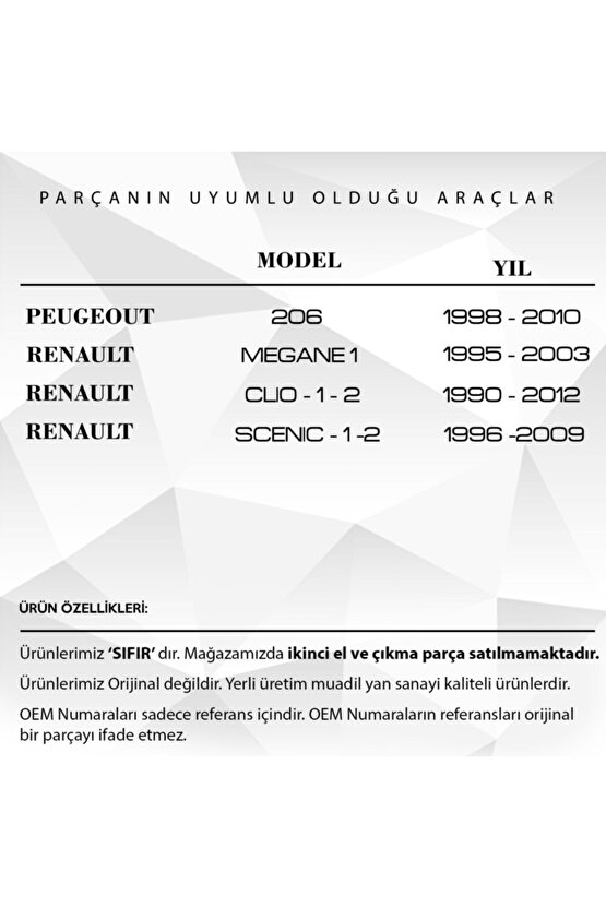 Renault Clio Uyumlu Sunroof Motor Tamir Dişlisi Demir Milli