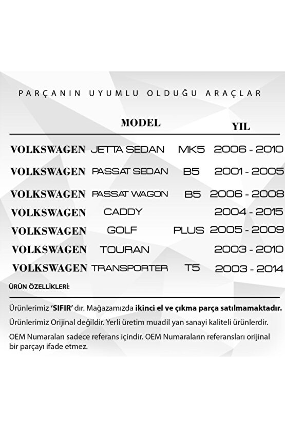 Volkswagen Passat Için Plaka Lambası