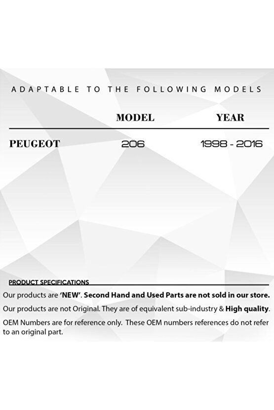 Peugeot 206 Için Sunroof Kızak Plastiği 2li