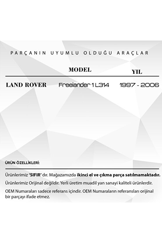 Land Rover Freelander 1 Için  Uyumlu Sunroof Ray Onarım Dişlisi