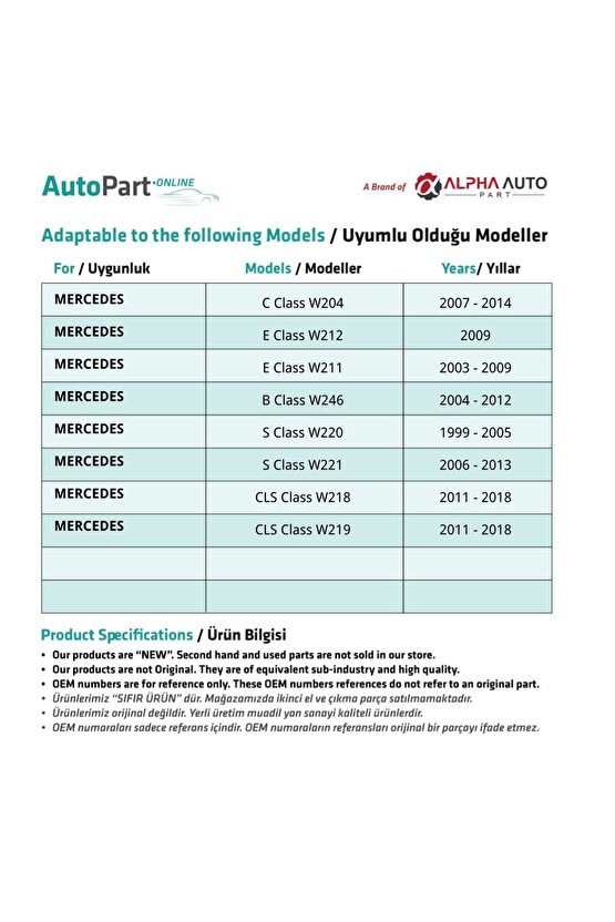 Mercedes S Class W220,w221 Için Havalandırma Hortum Ucu