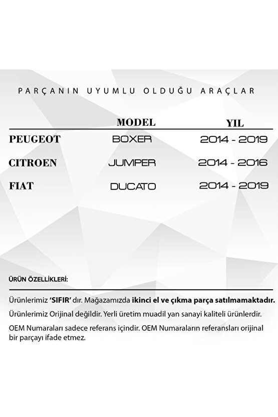 Fiat Ducato, Citroen Jumper, Peugeot Boxer Için Motor Kaput Dayama Demiri