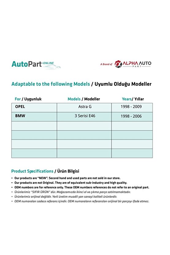 Bmw E46, Opel Astra G Için Sunroof Kilitleme Parçası -sağ-sol-set