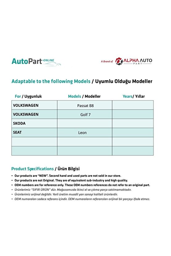 Volkswagen Passat B8, Golf 7, Skoda Seat, Leon Için Cam Açma Düğmesi-sağ