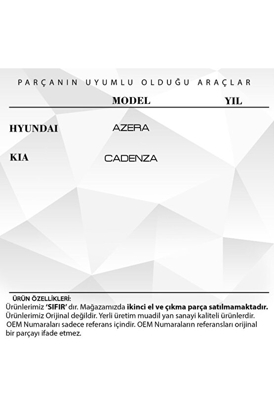 Hyundai Azera, Kia Cadenza Için Arka Perde Dişlisi (30 Diş)