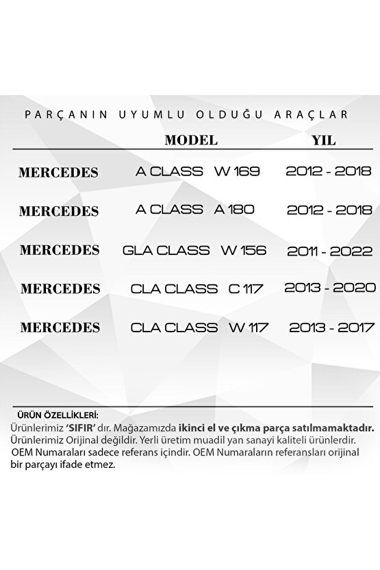 Mercedes W156,w117 Için Panoramik Tavan Sunroof Tamir Seti