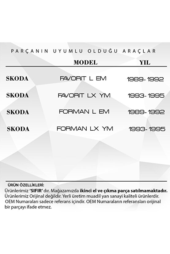 Skoda Favorit Forman Için Stop Lamba Camı- Sağ