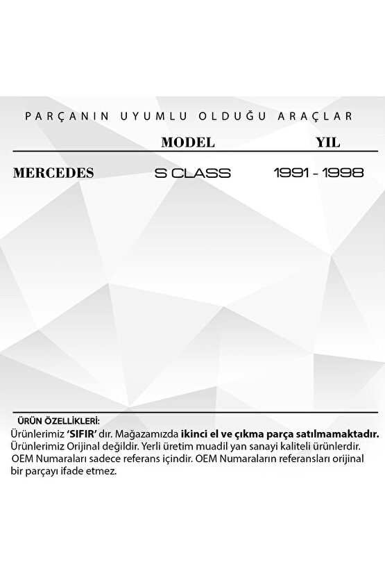 Mercedes S Class W140 Için Güneşlik Ayağı