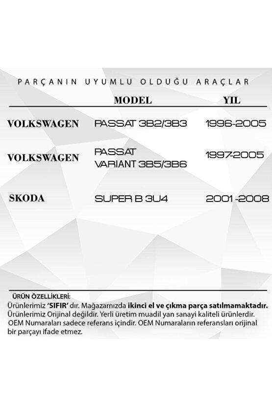 Volkswagen Passat, Skoda Süper B Için Ön Kapı Iç Açma Teli