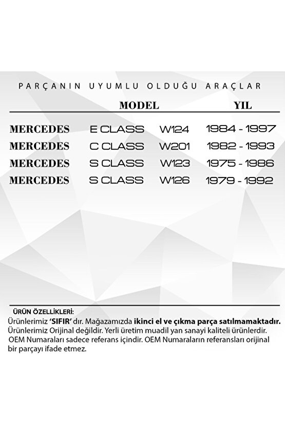 Mercedes W124, W201,w123,w126 Için Güneşlik Ayağı-gri Uyumlu