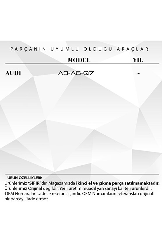 Audi A3, A6, Q7 Için Cam Düğme Kapağı- 3lü Set