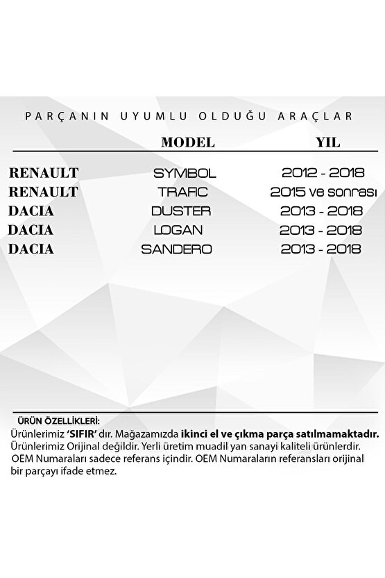 Renault Symbol, Trafic, Dacia Duster,logan Için Anahtar Buton Lastiği