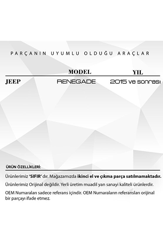 Jeep Renegade Için Sunroof Tamir Sağ-sol Set