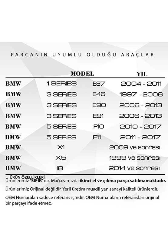 Bmw E46,f10,f11,e87,e90, E91, X1, X5, E8 Için Köşe Makara Seti