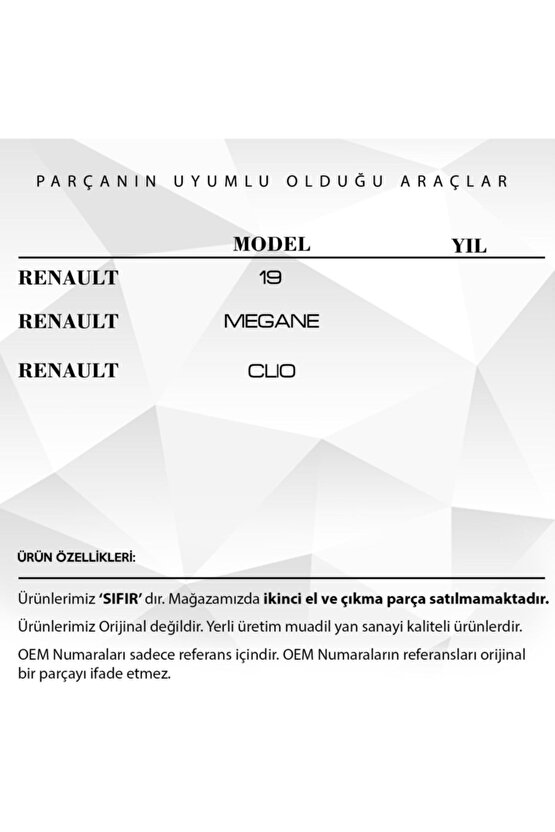 Renault 19,megane,clio Için Cam Denge Plastiği - Perçinli-4lü