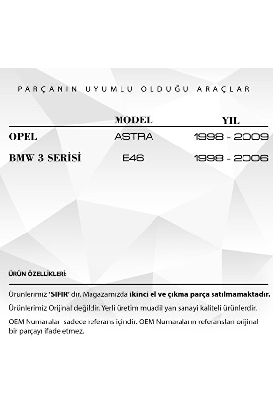 Bmw E46, Opel Astra G Için Sunroof Kilitleme Parçası -sol