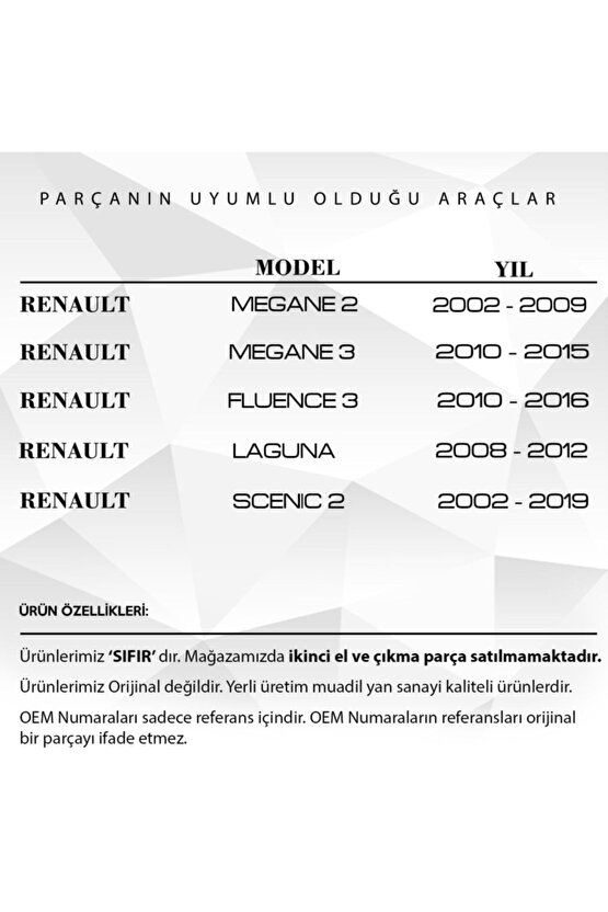 Renault Megane, Fluence,laguna, Scenic Için Ön Cam Silecek Suyu Fıskiye Memesi