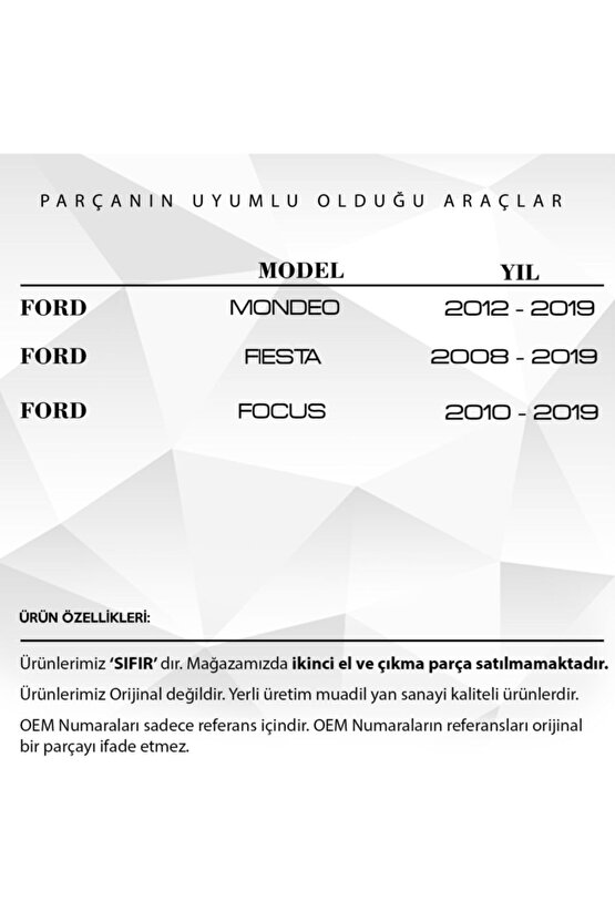 Focus Fiesta Uyumlu Otomatik Vites Pedal Lastiği