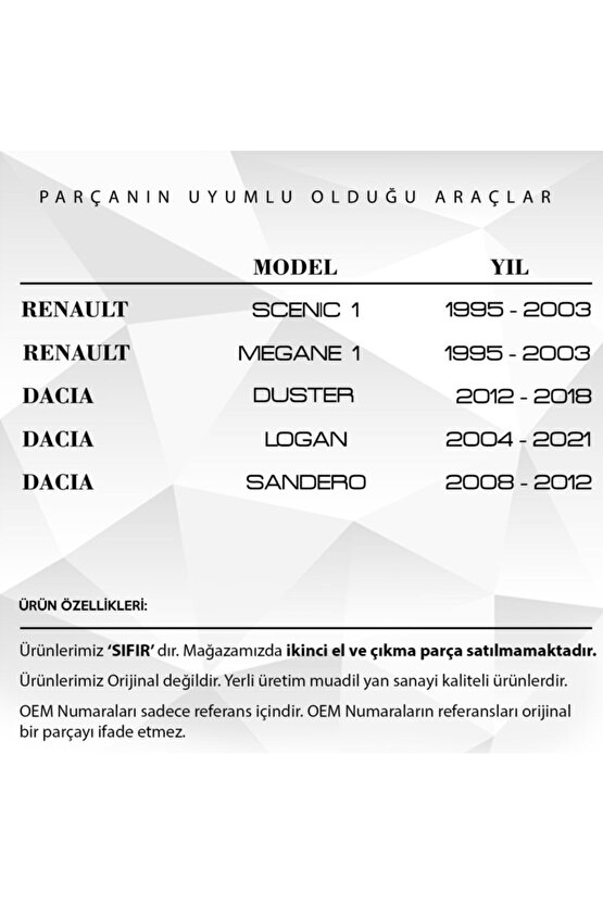 Renault Megane 1, Dacia Duster Için Su Fıskiye Memesi 2li