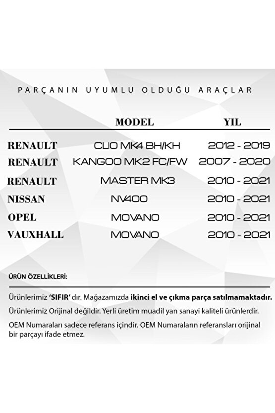 Renault Clio 4, Master 3, Opel Movano Için Ön Cam Silecek Suyu Fıskiye Memesi 2li