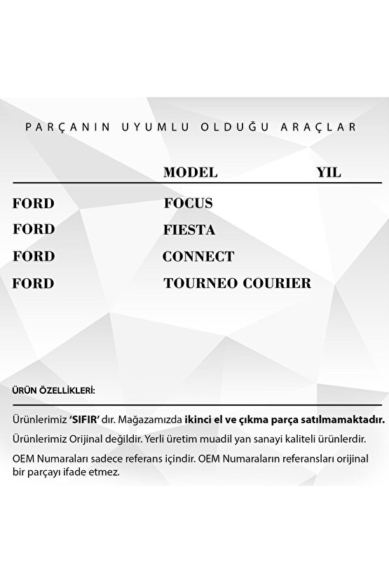 Focus, Fiesta, Connect Için Tavan Anten Çubuğu Komple