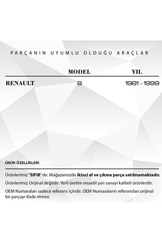 Renault 9, 11 Için Torpido Alt Agrafı - Büyük -