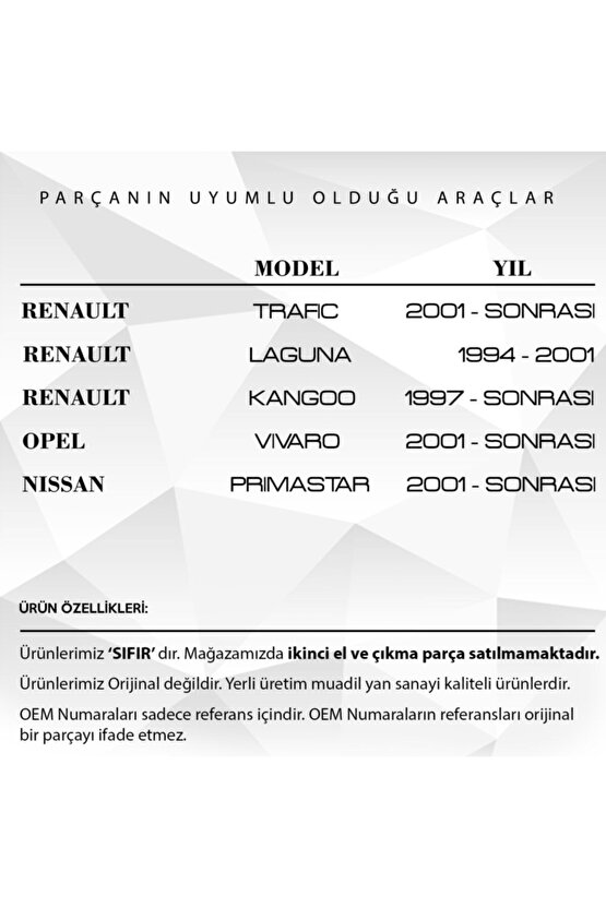 Renault Kangoo, Opel Vivaro, Nissan Için Su Fıskiye Memesi 2li