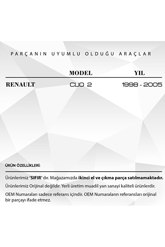 Renault Clio 2 Için Kaput Dayama Demiri