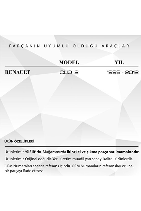 Renault Clio 2 Için Su Fıskiye Memesi 2li